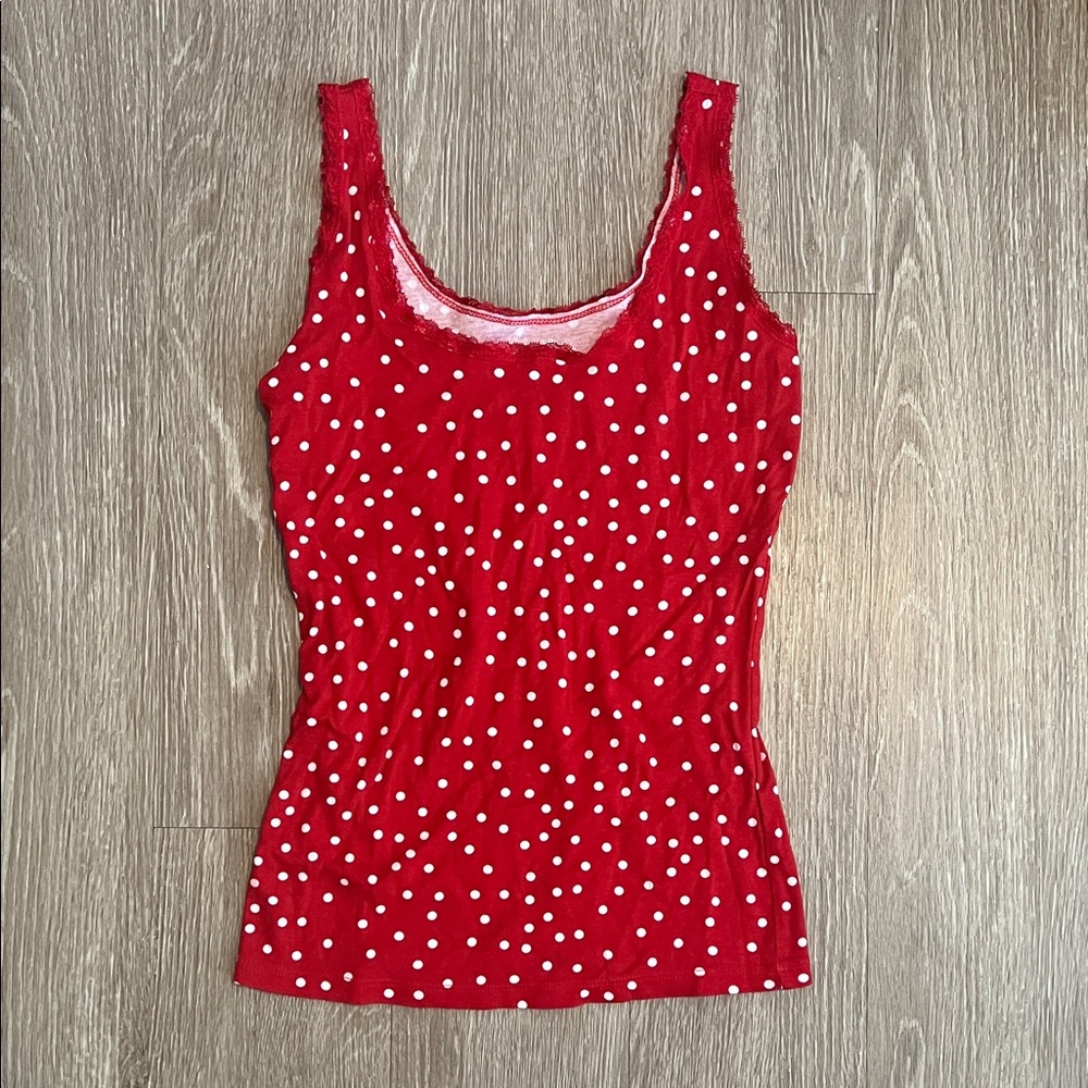 Red polka dot lace camisole
